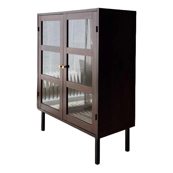 Mid-Century Display Cabinet in Dark Wood and Glass For Sale