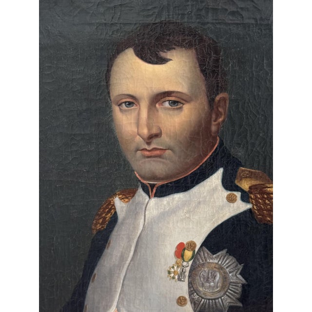 Traditional After Jacques-Louis David, Portrait of Napoleon I, 19th Century, Oil Painting on Canvas, Framed For Sale - Image 3 of 12