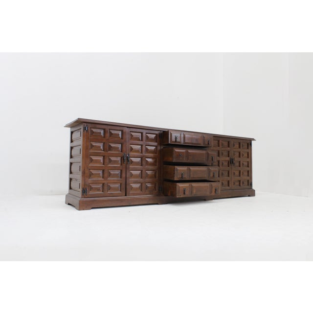 1970s Vintage Brutalist Spanish Credenza, 1970s For Sale - Image 5 of 10