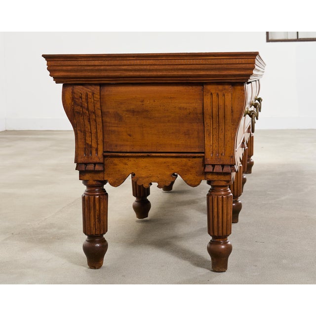Chestnut Repurposed 19th C. French Butcher Block Work Table Kitchen Island 8 Ft For Sale - Image 8 of 18