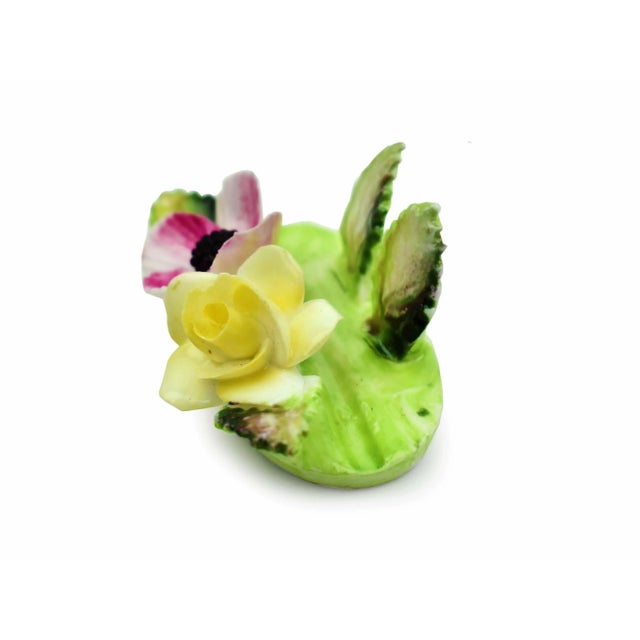 Shabby Chic Mid 20th Century Hand Painted Colorful Flowers Crown Staffordshire Dinner Table Guest's Name Tags Card Holder- Set of 8 For Sale - Image 3 of 6