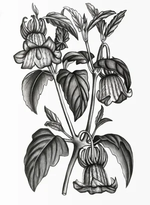 "Canarina Campanula" Contemporary Botanical Black and White Print