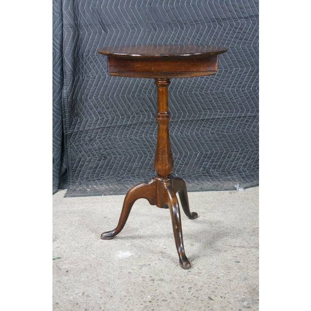 Antique Georgian Style Round Mahogany Tripod Base Candle Stand Wine Side Table For Sale - Image 18 of 18