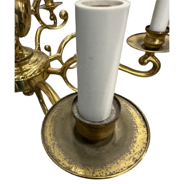 1960s Mid Century Chandelier Heavy Brass Gold Plated Gilt Twelve 12 Arms Lights Scroll For Sale - Image 5 of 12