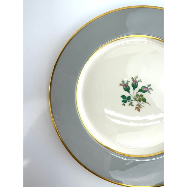 Gray 1970s Flintridge China Gray & Gold Rim Dinner Plates With Floral Center - Set of 10 For Sale - Image 8 of 10