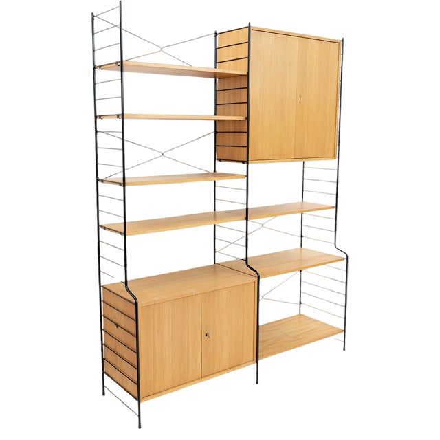 Freestanding Shelving System in Ash Wood from WHB, 1960s For Sale