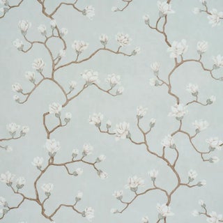 SAMPLE - Schumacher Magnolia Tree Wallpaper In Dusty Sky For Sale
