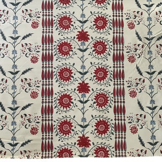 Les Colonnes Braquerie Red and Blue Pierre Frey French Cotton Fabric- 1 Yard For Sale