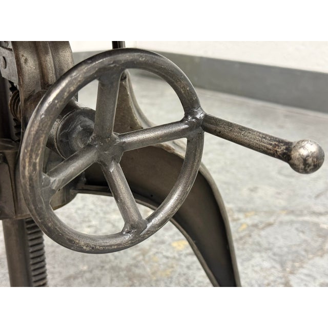 Metal Arhaus Industrial Modern Round Metal Adjustable Weston Crank End Table For Sale - Image 7 of 12