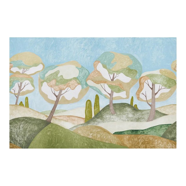 Schumacher Forest Hills Wallpaper Panel Set in Sky - 4 Panels For Sale
