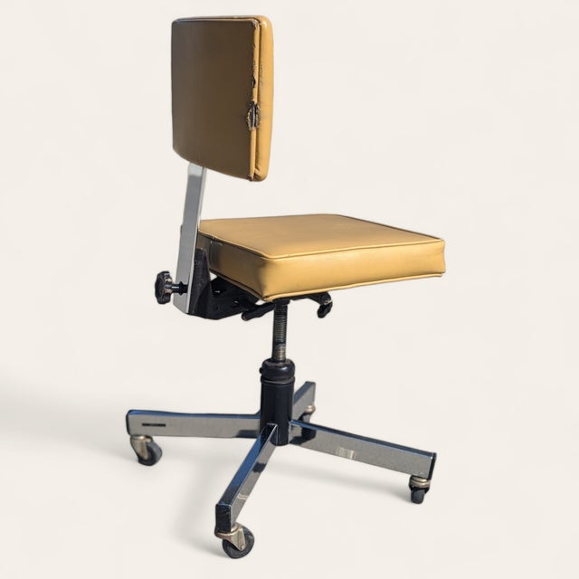 Mid-Century InterRoyal Steel, Chrome and Faux-Leather Office Chair For Sale - Image 10 of 13