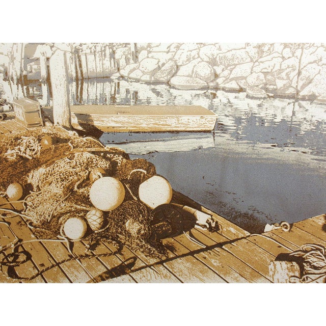 1980s 1980s Ted Thomas "Harbor #2 " Hand Signed Limited Edition Fine Art Etching, Seascape For Sale - Image 5 of 6