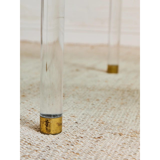 Mid 20th Century Tubular Lucite and Brass Italian Game Table Occasional Table For Sale - Image 4 of 10