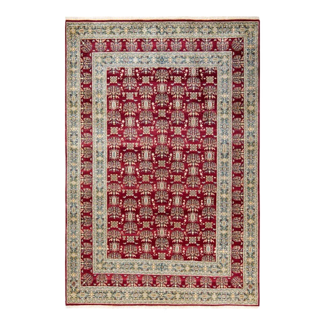 Mogul Hand Knotted Area Rug, Red - 6' 3" x 9' 2" For Sale