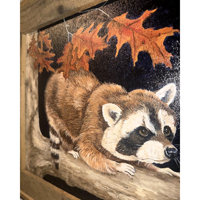 Original Wildlife Painting Pair by Patti Gilley – "Night Crawler" & "Peek-a-Boo" Raccoon Art For Sale - Image 12 of 18