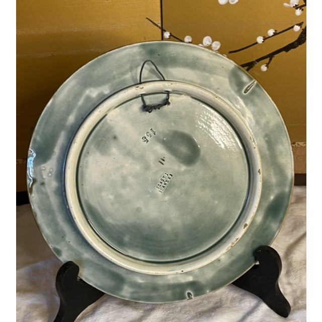 Anton Schutz Antique Schütz Blansko Art 19th Cen Majolica Plate 9.5" Diameter For Sale - Image 4 of 4