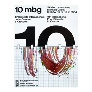 1984 Polish Exhibition Poster, 10th International Print Biennale in Krakow, Printing House Wydawnica