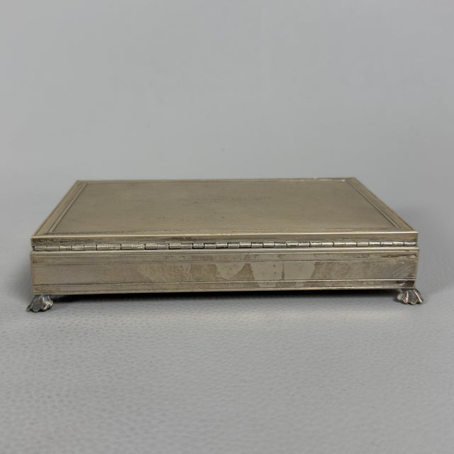 800 Silver Wooden Jewelry Box with Feet, 1982 For Sale - Image 4 of 12