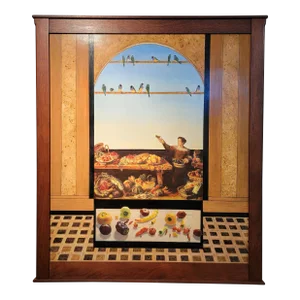 Millicent Tomkins Surreal Mixed Media Painting Figure With Birds