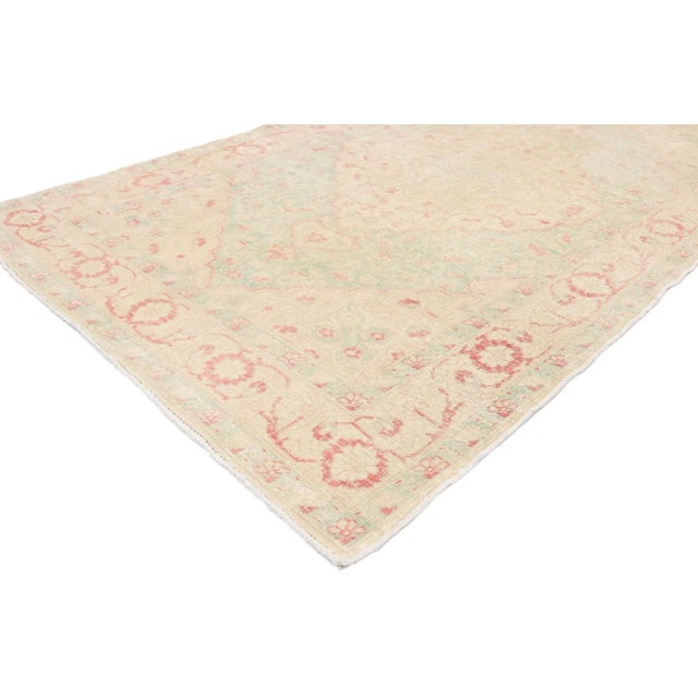 Vintage Turkish Sivas Rug with Romantic English Country Cottage Style 04'03 x 06'11. With a timeless floral pattern and...