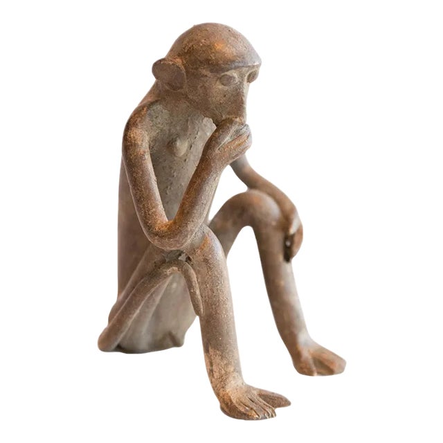 Vintage African Sitting Monkey Figurine For Sale