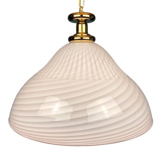 Large Italian Swirl Pendant Lamp in Pink Murano Glass, 1970s For Sale
