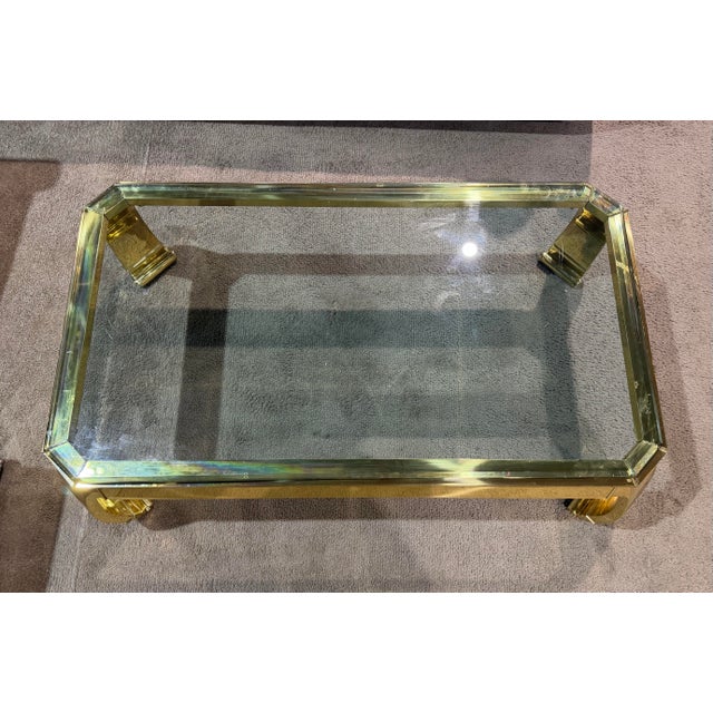 Early 21st Century Glass Top Gold Coffee Table Attributed to Mastercraft For Sale - Image 5 of 5