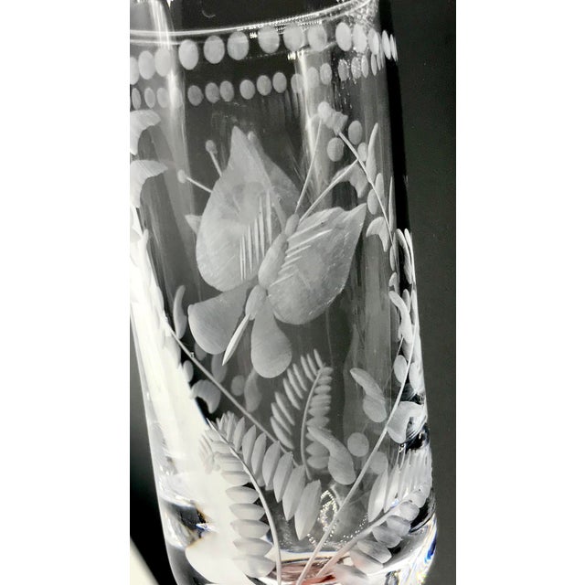 Transparent Mid 19th Century Antique Blown and Hand Cut Butterfly Cordial Glasses - Set of 6 For Sale - Image 8 of 9