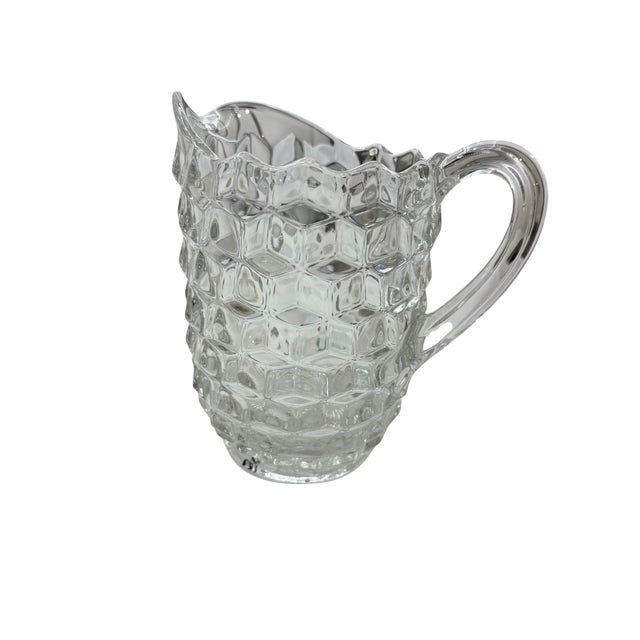 Mid 20th Century Art Deco Fostoria American Pattern Cube Glass Pitcher For Sale - Image 9 of 14