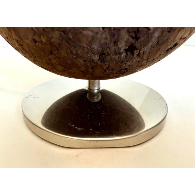 Brown Mid-Century Modern Cork Sphere Pen & Pencil Holder With Chrome Base For Sale - Image 8 of 9