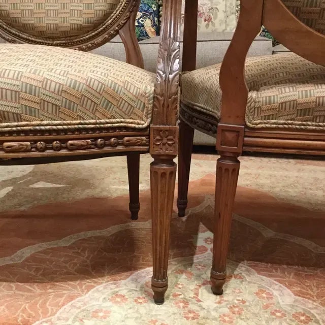 Pair of Traditional 19th Century Louis XVI Style Accent Chairs For Sale - Image 10 of 13