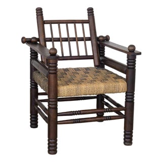 1940s Oak and Woven Lounge Chair by Charles Dudouyt For Sale