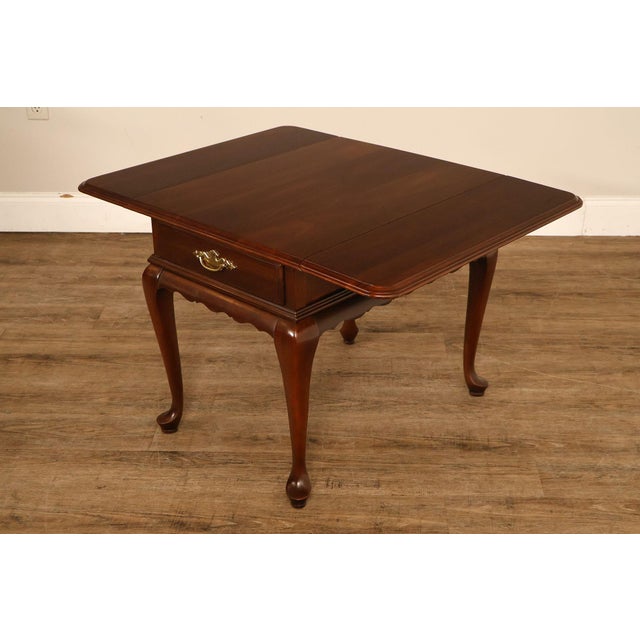 Brown Ethan Allen Vintage Queen Anne Style Cherry Drop Leaf Side Table For Sale - Image 8 of 18