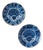 18th Century Dutch Delft Blue and White Peacock Plates, Set of 2 For Sale