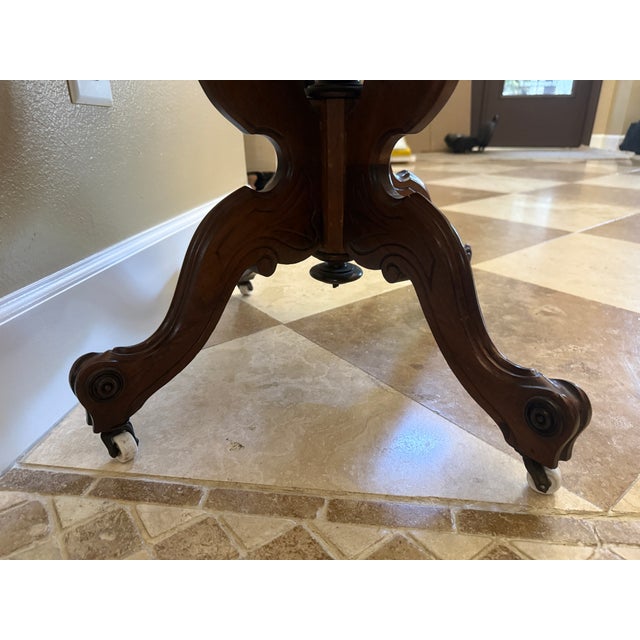 Late 19th Century Antique Victorian Walnut Marble Top Table For Sale - Image 5 of 12