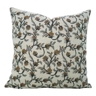 Fabdivine Handcrafted Block Print Cushion Cover 26x26 Inch Pure Linen- Pushp Varsha For Sale