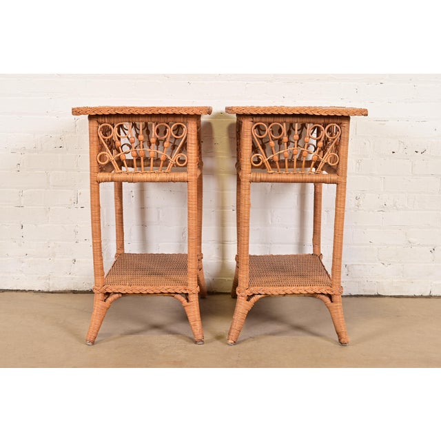 Brown Ralph Lauren Safari Collection Organic Modern Woven Wicker Rattan Nightstands, Pair For Sale - Image 8 of 11