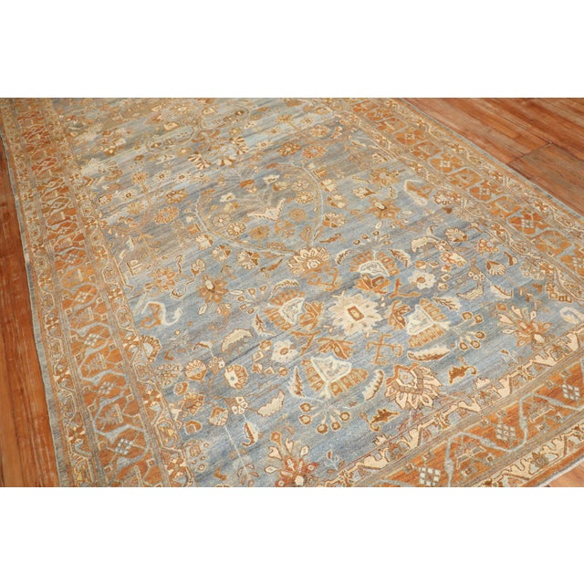 Zabihi Collection Blue Persian Bibikabad Corridor Rug For Sale - Image 10 of 12
