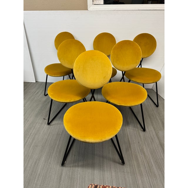 Design Plus Gallery presents a Set of Six of Caprice Dining Chairs from Jonathan Adler. The chairs have a round seat and...