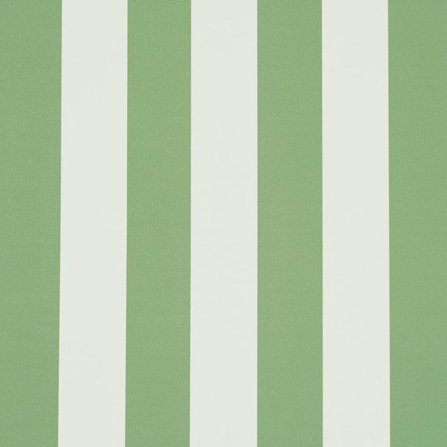 SAMPLE - Schumacher Emma Stripe Wallpaper In Apple Green For Sale