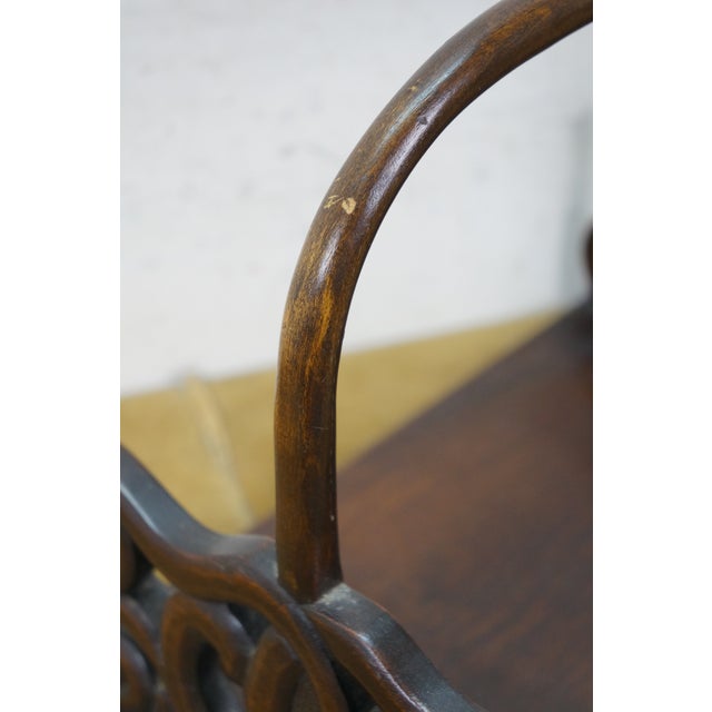 Mahogany Pierced Scrolled Magazine Holder Book Tray W Bentwood Handle 15" For Sale - Image 11 of 11
