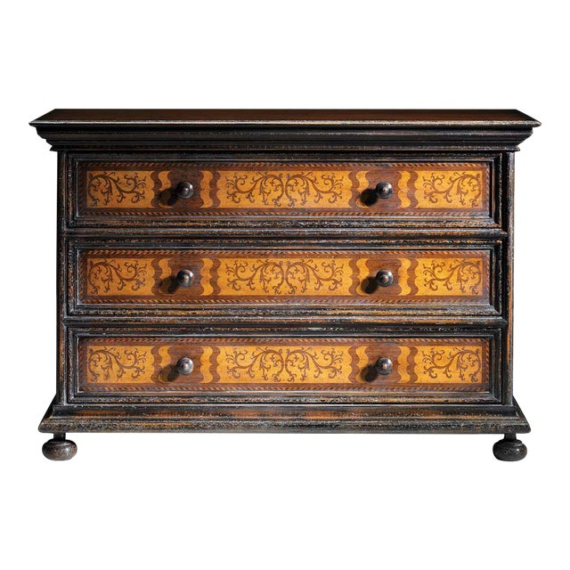 Italian Venetian Walnut Chest With Inlaid Drawers For Sale