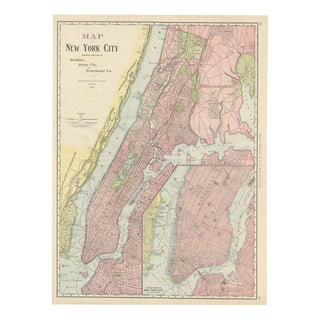 Antique Map of Manhattan, New York City with Central Park from Rand McNally, 1899 For Sale