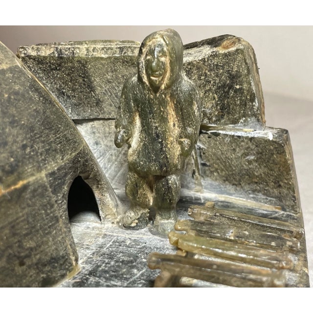 Stone Antique Carved Francois Soapstone Canadian Figural Eskimo Sculpture Inuit Art For Sale - Image 7 of 13