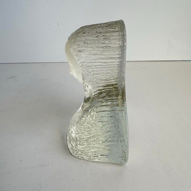 Viking Glass Mary Madonna Sculpture Textured Clear Frosted Glass For Sale - Image 6 of 10