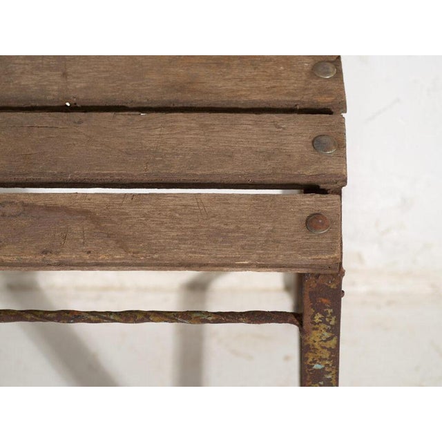 Antique Industrial Stool in Pine Wood and Iron, Central Europe, 1950 For Sale - Image 6 of 8