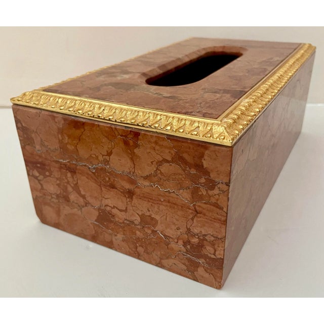 Brown Neoclassical Marble Tissue Box & Soap Dish For Sale - Image 8 of 10