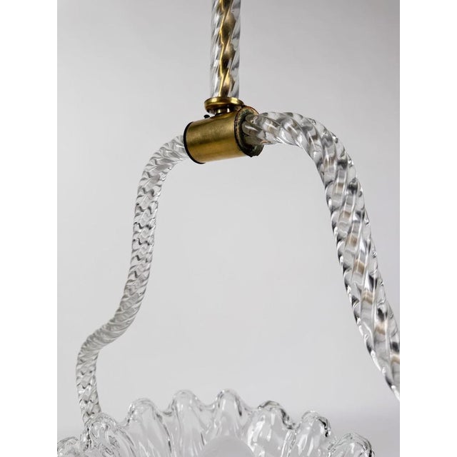 Art Deco Italian Murano Glass and Brass Pendant in the style of Barovier, 1930s For Sale - Image 17 of 18