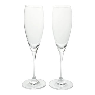 Waterford & Robert Mondavi Pair of Crystal Fluted Champagne Glasses For Sale