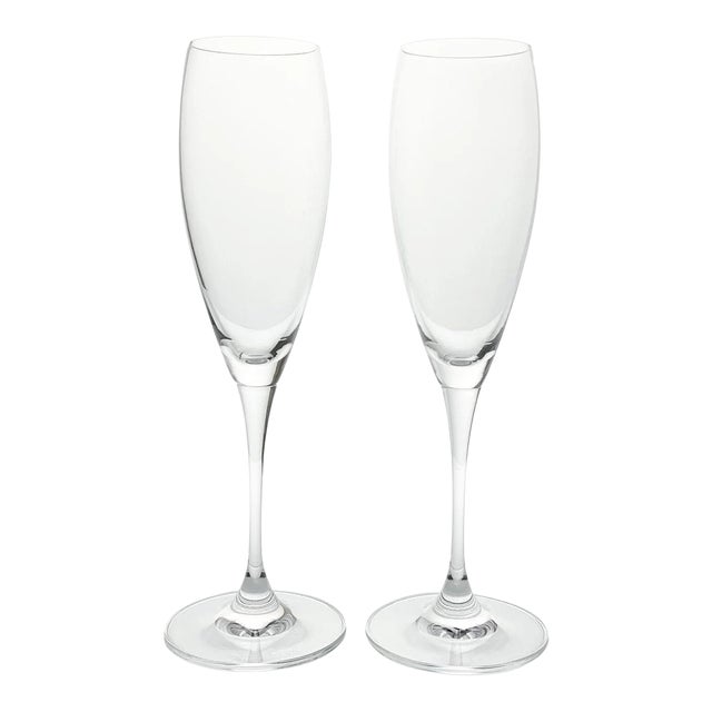 Waterford & Robert Mondavi Pair of Crystal Fluted Champagne Glasses For Sale